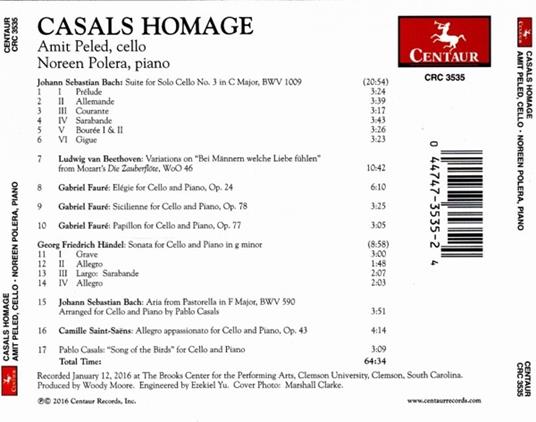 Casals Homage - CD Audio di Amit Peled - 2