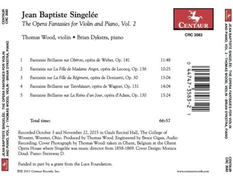 Opera Fantasies For Violin & Piano Vol.2 - CD Audio di J.B. Singelee - 2