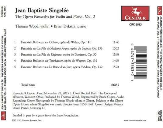 Opera Fantasies For Violin & Piano Vol.2 - CD Audio di J.B. Singelee - 2