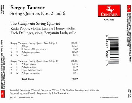 Sergey Taneyev - CD Audio di Sergej Taneyev - 2