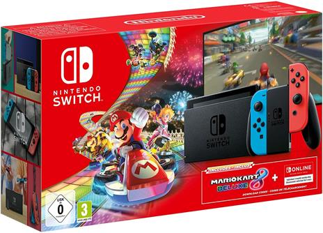 Console Nintendo Switch + Gioco Mario Kart 8 Deluxe + 3 mesi abbonamento Nintendo Switch Online