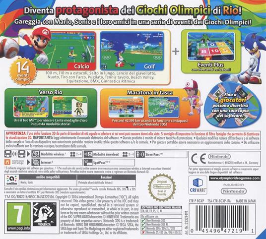 Mario & Sonic ai Giochi Olimpici di Rio 2016 - 3DS - 3
