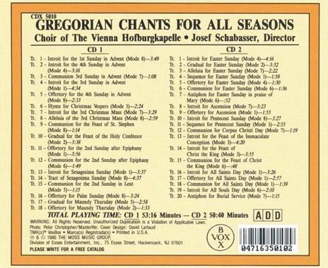 Gregorian Chants For - CD Audio - 2