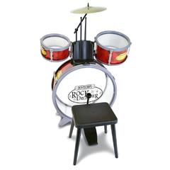 Rock Drummer. Batteria Grancassa con Pedale 2 Tamburi Piatto Metallico con Sgabello. Bontempi (51 4504 )