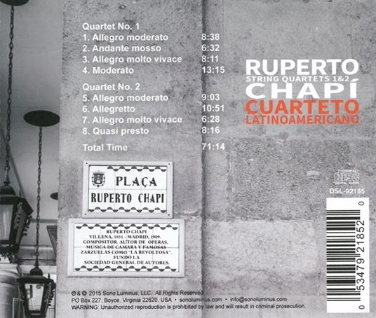 Quartetti per Archi N.1, N.2 - CD Audio di Ruperto Chapí - 2