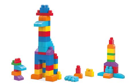 Mega Sacca Ecologica Blocchi da Costruzione con 60 Pezzi, colore Azzurro, Giocattolo per Bambini 1+ Anni. Mattel (DCH55) - 7