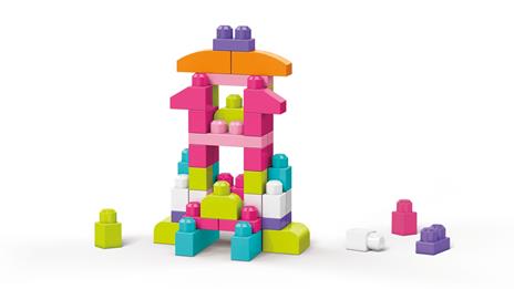 Mega Sacca Ecologica Blocchi da Costruzione con 60 Pezzi, colore Rosa, Giocattolo per Bambini 1+ Anni. Mattel (DCH54) - 5