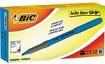 Evidenziatore a penna grip Bic azzurro. Confezione 12 pezzi