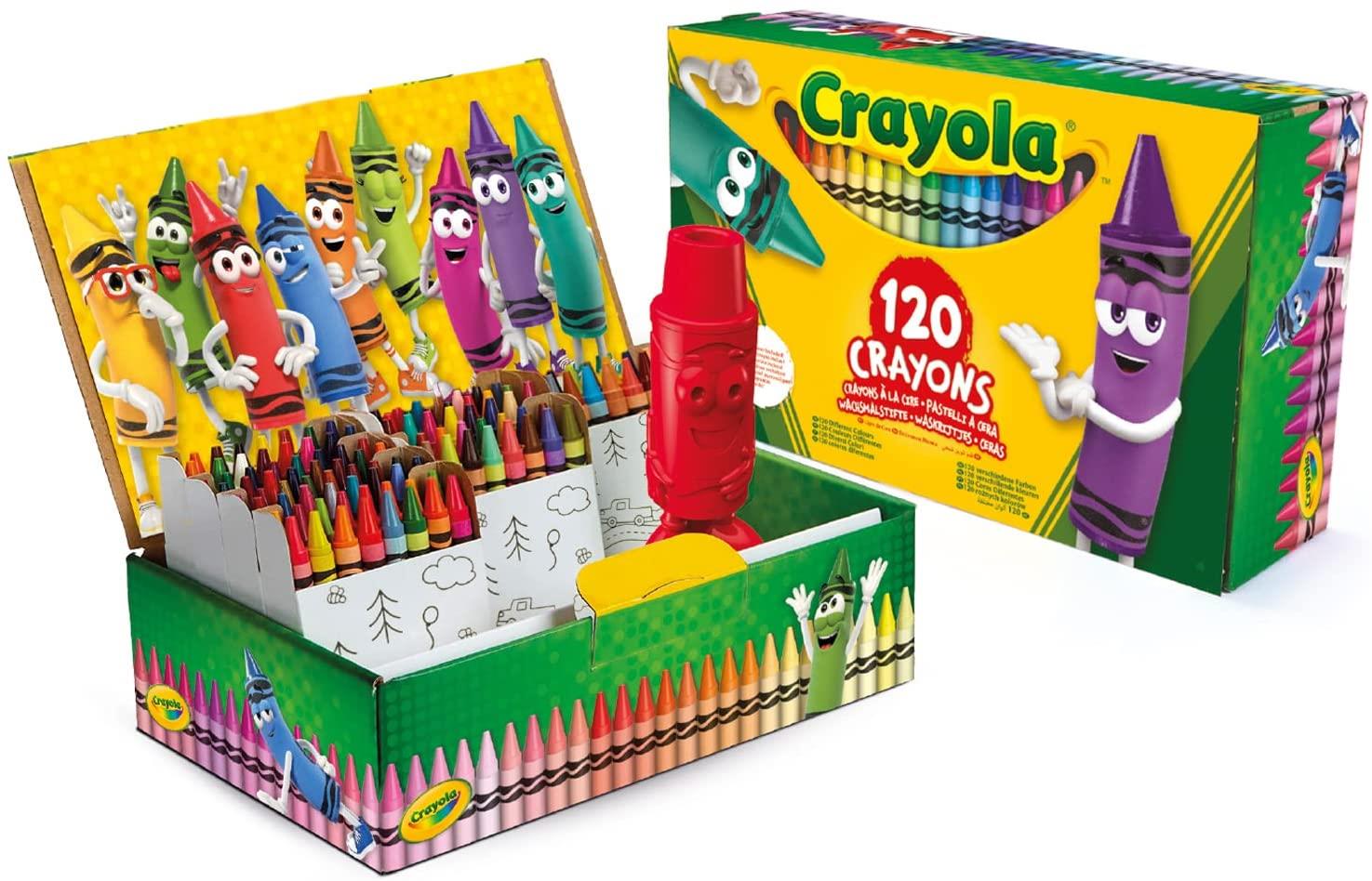 Crayola - Pastelli a Cera, Confezione da 120 Pezzi con Temperino Incluso, per Scuola e Tempo Libero, Colori Assortiti, 52-6920