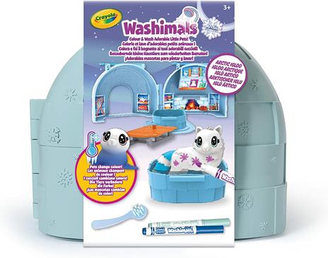 CRAYOLA- Washimals Arctic Adventure, Set Iglù Artico, per Colorare e Fare Il Bagnetto ai Cuccioli, attività Creativa e Regalo per Bambini, da 3 Anni, Colori Assortiti, 74-7477 - 2