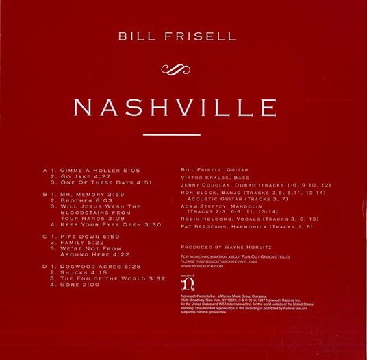 Nashville - Vinile LP di Bill Frisell - 2
