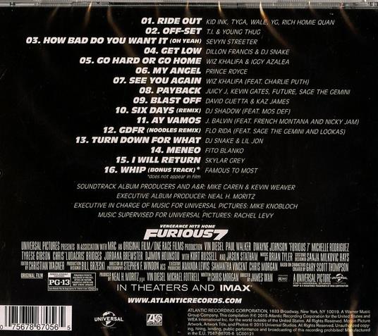 Furious 7 (Colonna sonora) (Fast and Furious) - CD Audio - 2