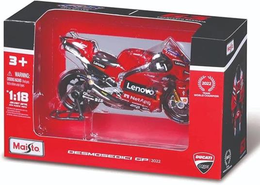 Ducati Lenovo Team 2022 Bagnaia #63 - Modellino Realistico Moto in Scala 1:18, Licenza Ufficiale Ducati,Maisto,Eta 3+