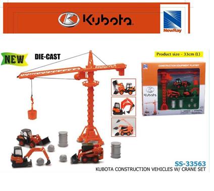 Modellino Cantiere Gru Ruspa Escavatore Kubota Scavatore Scala 1:64