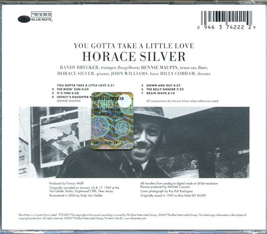 You Gotta Take a Little Love (Rudy Van Gelder) - CD Audio di Horace Silver - 2