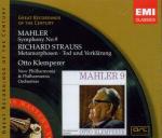 Sinfonia n.9 / Metamorphosen - Morte e trasfigurazione (Tod und Verklärung) - CD Audio di Gustav Mahler,Richard Strauss,Otto Klemperer,Philharmonia Orchestra,New Philharmonia Orchestra