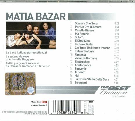 The Best of Platinum - CD Audio di Matia Bazar - 2