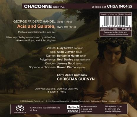Acis and Galatea - SuperAudio CD ibrido di Georg Friedrich Händel,Early Opera Company,Christian Curnyn - 2