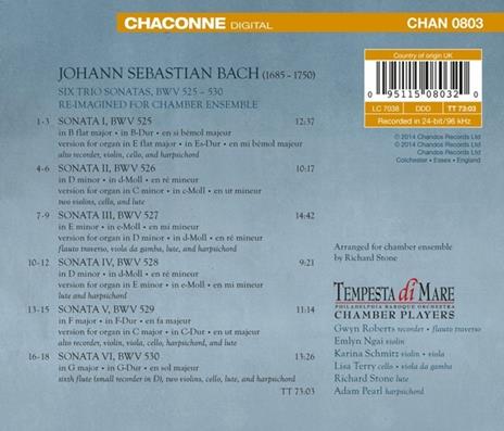 6 Sonate a 3 Bwv525-530 - CD Audio di Johann Sebastian Bach - 2