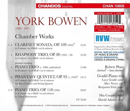 Musica da camera - CD Audio di York Bowen - 2