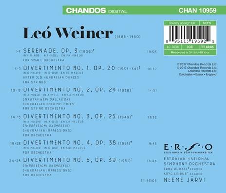 Five Divertimentos - CD Audio di Leo Weiner - 2