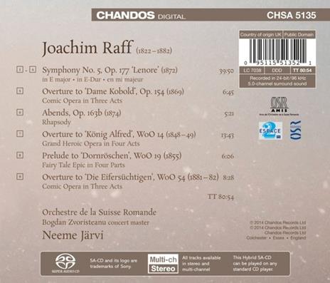 Opere Orchestrali vol.2 - SuperAudio CD ibrido di Neeme Järvi,Orchestre de la Suisse Romande,Joseph Joachim Raff - 2