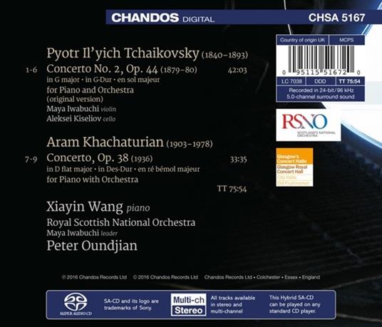 Concerti per pianoforte e orchestra - SuperAudio CD ibrido di Pyotr Ilyich Tchaikovsky,Aram Khachaturian,Royal Scottish National Orchestra,Xiayin Wang - 2