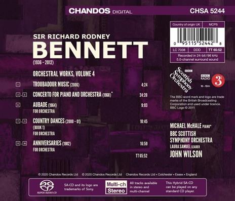 Orchestral Works Vol.4 - SuperAudio CD di Richard Rodney Bennett - 3