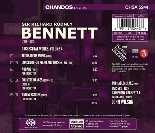 Orchestral Works Vol.4 - SuperAudio CD di Richard Rodney Bennett - 3