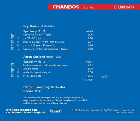 Sinfonie - CD Audio di Aaron Copland,Roy Ellsworth Harris - 2
