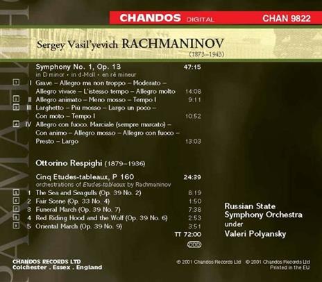 Sinfonia n.1 - Études Tableaux - CD Audio di Sergei Rachmaninov - 2