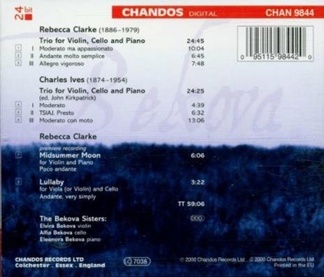 Trii con pianoforte - CD Audio di Rebecca Clarke