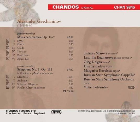 Sinfonia n.5 - Messa Ecumen - CD Audio di Alexander Grechaninov - 2
