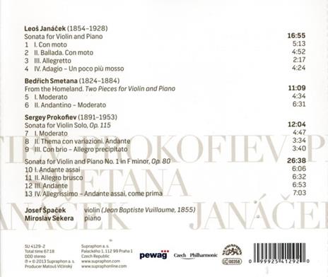 Violin Sonatas - CD Audio di Sergei Prokofiev,Bedrich Smetana,Leos Janacek - 2