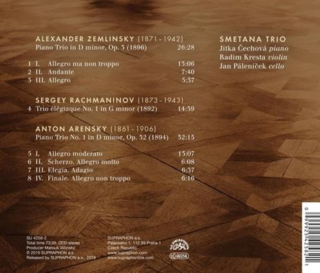 Zemlinksy; Rachmaninov; Arensky: Piano Trios - CD Audio di Smetana Trio - 2