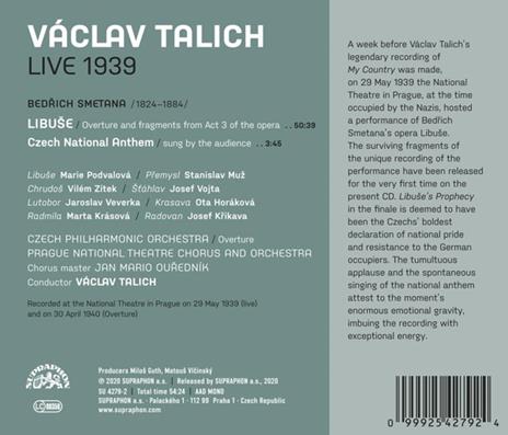Live 1939 - CD Audio di Vaclav Talich - 2