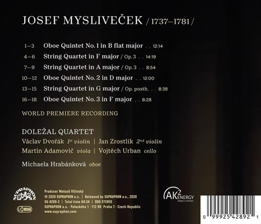Oboe Quintets - String Quartets - CD Audio di Josef Myslivecek - 2