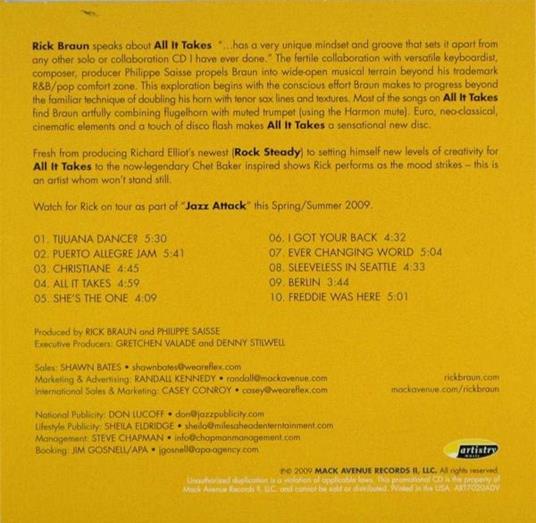 All It Takes - CD Audio di Rick Braun - 2