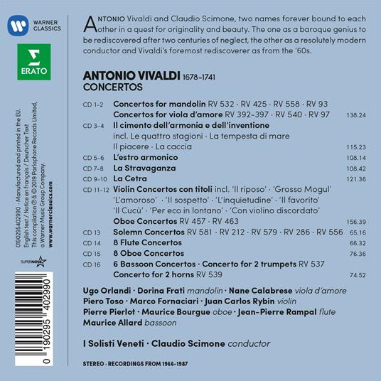 Concerti per mandolini - Concerti per violini - Le quattro stagioni - CD Audio di Antonio Vivaldi,Claudio Scimone,Solisti Veneti - 3