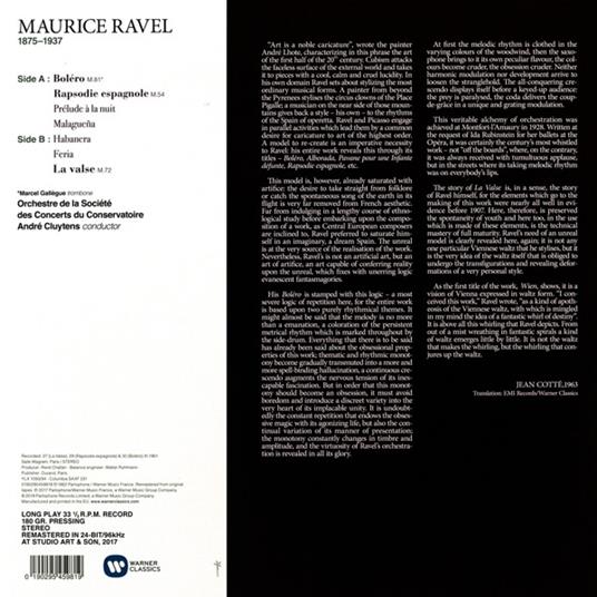Bolero-La Valse-Rapsodie Espagnole - Vinile LP di Maurice Ravel,André Cluytens - 2