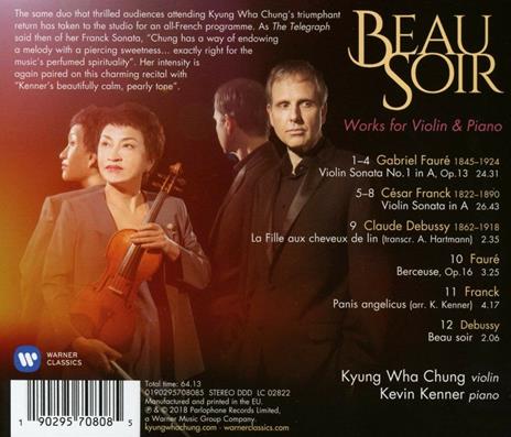 Beau soir - CD Audio di Claude Debussy,Edward Elgar,César Franck,Gabriel Fauré,Kyung-Wha Chung,Kevin Kenner - 2