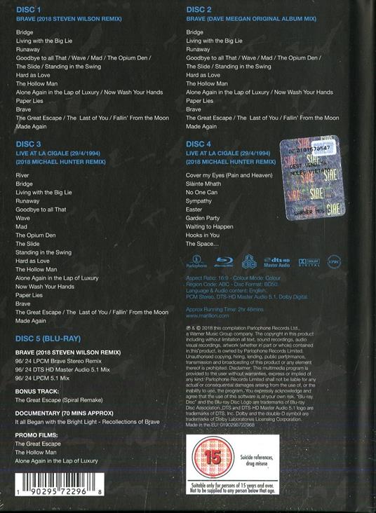Brave (Deluxe Edition: 4 CD + Blu-ray) - CD Audio + Blu-ray di Marillion - 2