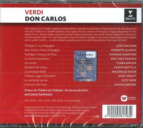 Don Carlos - CD Audio di Giuseppe Verdi,Roberto Alagna,Antonio Pappano,Orchestre de Paris - 2