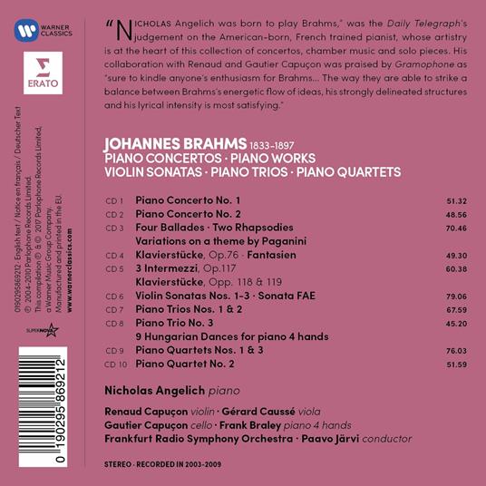 Concerti per pianoforte - CD Audio di Johannes Brahms,Nicholas Angelich - 2