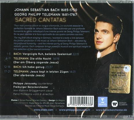 Cantate sacre - CD Audio di Johann Sebastian Bach,Georg Philipp Telemann,Freiburger Barockorchester,Philippe Jaroussky - 2