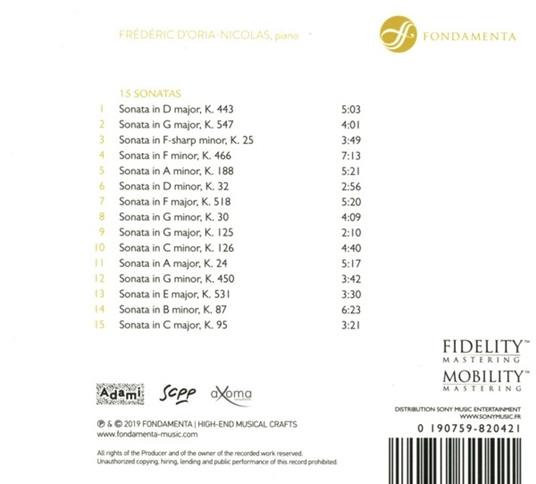 Scarlatti . 15 Sonatas - CD Audio di Frederic D'Oria-Nicolas - 2