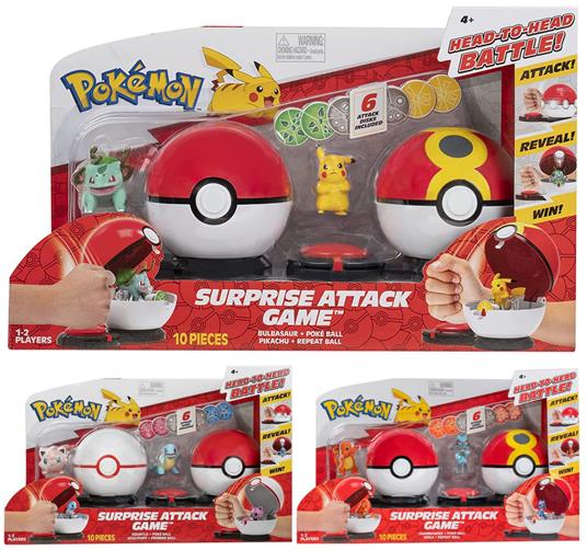 Pokémon Surprise Attack Game Pikachu #2 with Quick Ball vs. Bulbasaur # 3 with Poké Ball