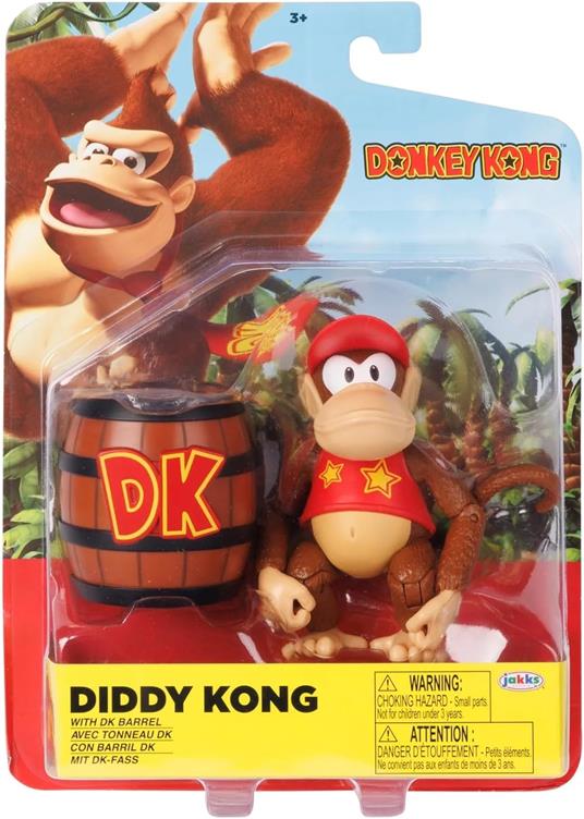 Jakks Pacific - Nintendo - Donkey Kong - Action Figure di Diddy Kong 10 cm
