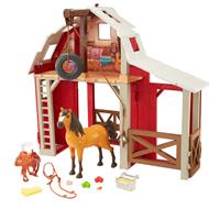 Spirit Stalla con Maneggio, Playset con cavallo Spirit, 3 aree di gioco e 10 accessori inclusi. Mattel (HBP29)