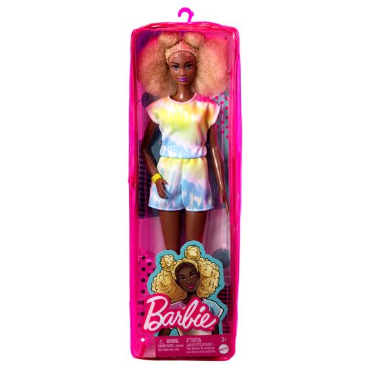 Barbie Fashionistas Bambola n. 180 Alta con Silhouette e Tonalità Diverse Capelli Afro Biondi tutina Tie-Dye